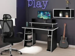 OTTO home Gamingtisch »GAME, Computertisch, Schreibtisch, Towerfach, Monitoraufsatz,« ergonomisch geschwungene Tischplatte, Breite 120 oder 150 cm