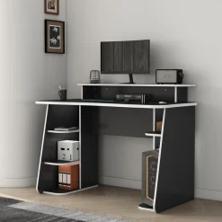 OTTO home Gamingtisch »GAME, Computertisch, Schreibtisch, Towerfach, Monitoraufsatz,« ergonomisch geschwungene Tischplatte, Breite 120 oder 150 cm