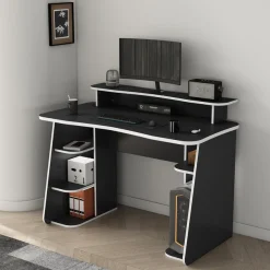 OTTO home Gamingtisch »GAME, Computertisch, Schreibtisch, Towerfach, Monitoraufsatz,« ergonomisch geschwungene Tischplatte, Breite 120 oder 150 cm
