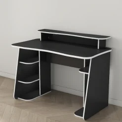 OTTO home Gamingtisch »GAME, Computertisch, Schreibtisch, Towerfach, Monitoraufsatz,« ergonomisch geschwungene Tischplatte, Breite 120 oder 150 cm