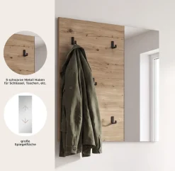 OTTO home Garderobenpaneel »FJELL, Breite 80cm, 5 Haken, Spiegel«