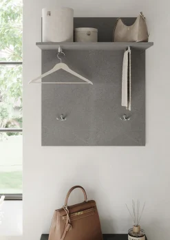 OTTO home Garderobenpaneel »Pratiko, Breite 63 cm, Höhe 78 cm, Wandpaneel, Wandgarderobe,« Flurgarderobe mit Ablage, 2 Kleiderstangen, 2 Kleiderhaken