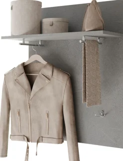 OTTO home Garderobenpaneel »Pratiko, Breite 63 cm, Höhe 78 cm, Wandpaneel, Wandgarderobe,« Flurgarderobe mit Ablage, 2 Kleiderstangen, 2 Kleiderhaken