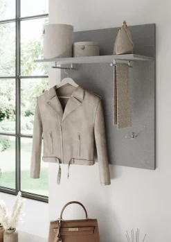 OTTO home Garderobenpaneel »Pratiko, Breite 63 cm, Höhe 78 cm, Wandpaneel, Wandgarderobe,« Flurgarderobe mit Ablage, 2 Kleiderstangen, 2 Kleiderhaken