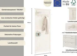 OTTO home Garderobenpaneel »Rauna« aus massiver Kiefer, Breite 85 cm, FSC®-zertifiziert