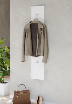 OTTO home Garderobenpaneel »Wandpaneel mit 2 Doppelhaken Breite 28 cm, Höhe 138 cm, Wandgarderobe« Weiß Hochglanz Lack passend zur Garderobe Smile + Hamburg, Metallhaken
