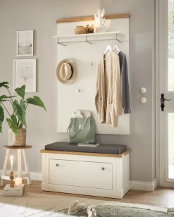 OTTO home Garderobenpaneel »Westminster, Wandregal im Landhausstil Flurgarderobe Garderobe Paneel« mit Ablage, Haken & Kleiderstange aus Metall, in 2 Farben erhältlich