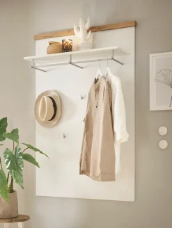 OTTO home Garderobenpaneel »Westminster, Wandregal im Landhausstil Flurgarderobe Garderobe Paneel« mit Ablage, Haken & Kleiderstange aus Metall, in 2 Farben erhältlich