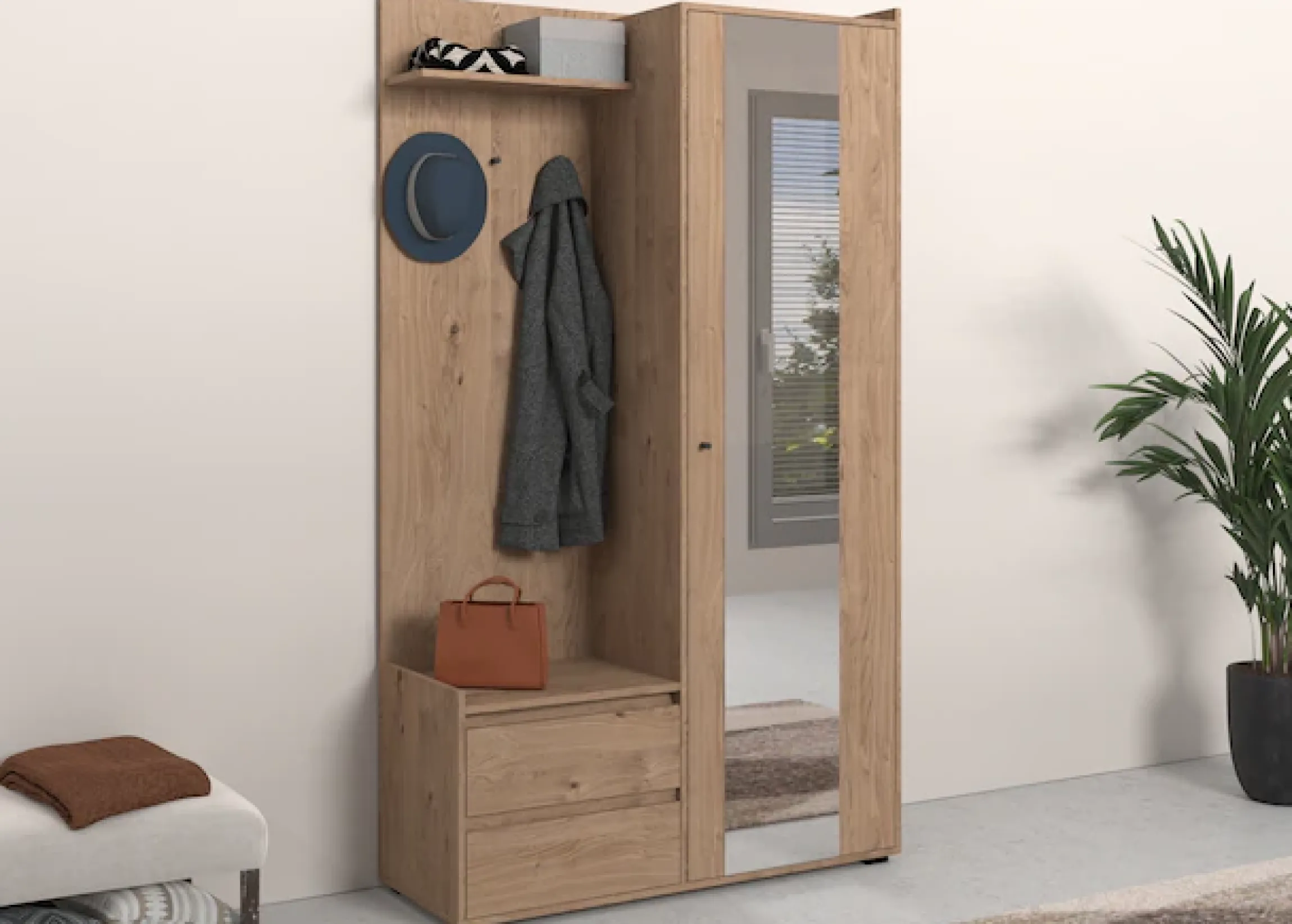 OTTO home Garderobenschrank »Kosmo« mit Spiegel Maße 118 x 30 cm, Höhe 190 cm, Breite 110 cm