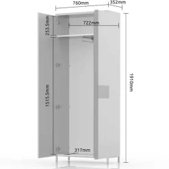 OTTO home Garderobenschrank »Onyx« (H/B/T):191/76/35,2cm,UV lackiert, mit Soft-Close-Funktion