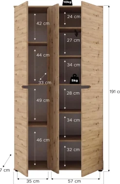 OTTO home Garderobenschrank »FJELL, Breite 104cm, 3 Türen, 8 Böden, 10 Fächer, 1 Kleiderstange« Kleiderschrank, Schrank, Dielenschrank, Flurschrank, Mehrzweckschrank
