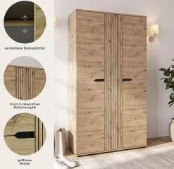 OTTO home Garderobenschrank »FJELL, Breite 104cm, 3 Türen, 8 Böden, 10 Fächer, 1 Kleiderstange« Kleiderschrank, Schrank, Dielenschrank, Flurschrank, Mehrzweckschrank