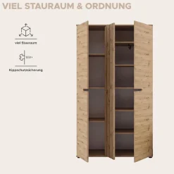 OTTO home Garderobenschrank »FJELL, Breite 104cm, 3 Türen, 8 Böden, 10 Fächer, 1 Kleiderstange« Kleiderschrank, Schrank, Dielenschrank, Flurschrank, Mehrzweckschrank