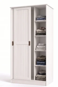 OTTO home Garderobenschrank »Malmö Mehrzweckschrank mit Schiebetüren und Spiegel« aus massiver FSC®-zertifizierter Kiefer, B/T/H 93/37/187 cm