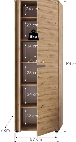 OTTO home Garderobenschrank »FJELL, Breite 65cm, 2 Türen, 4 Einlegeböden, 6 Fächer, 1 Kleiderstange« Kleiderschrank, Schrank, Dielenschrank, Flurschrank, Mehrzweckschrank