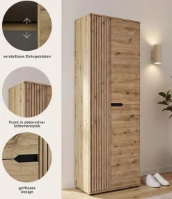 OTTO home Garderobenschrank »FJELL, Breite 65cm, 2 Türen, 4 Einlegeböden, 6 Fächer, 1 Kleiderstange« Kleiderschrank, Schrank, Dielenschrank, Flurschrank, Mehrzweckschrank