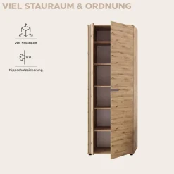 OTTO home Garderobenschrank »FJELL, Breite 65cm, 2 Türen, 4 Einlegeböden, 6 Fächer, 1 Kleiderstange« Kleiderschrank, Schrank, Dielenschrank, Flurschrank, Mehrzweckschrank