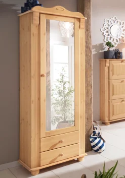 OTTO home Garderobenschrank »Adele« mit Spiegel, Breite 63 cm, mit 2 Schubladen, aus massiver Kiefer, FSC®