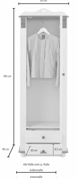 OTTO home Garderobenschrank »Adele« mit Spiegel, Breite 63 cm, mit 2 Schubladen, aus massiver Kiefer, FSC®