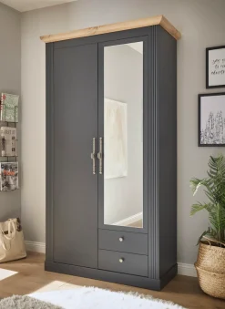 OTTO home Garderobenschrank »Westminster, Schrank im Landhausstil, Hochschrank, Schuhschrank« Metallgriffe, mit Spiegeltür, viel Stauraum, in 2 Farben erhältlich