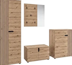 OTTO home Garderoben-Set »FJELL, 4-teilig, Breite 255cm, Front mit hochwertiger Längsfräsung«