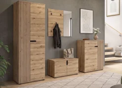 OTTO home Garderoben-Set »FJELL, 4-teilig, Breite 255cm, Front mit hochwertiger Längsfräsung«