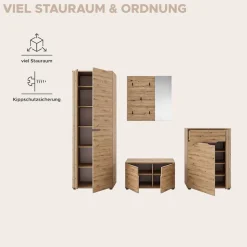 OTTO home Garderoben-Set »FJELL, 4-teilig, Breite 255cm, Front mit hochwertiger Längsfräsung«