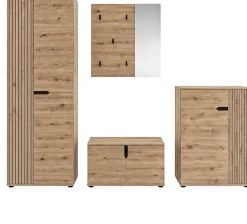 OTTO home Garderoben-Set »FJELL, 4-teilig, Breite 255cm, Front mit hochwertiger Längsfräsung«