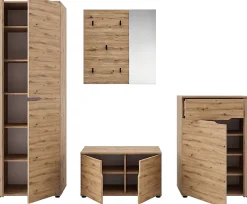 OTTO home Garderoben-Set »FJELL, 4-teilig, Breite 255cm, Front mit hochwertiger Längsfräsung«