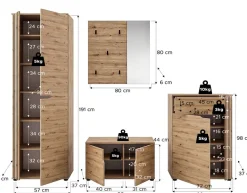 OTTO home Garderoben-Set »FJELL, 4-teilig, Breite 255cm, Front mit hochwertiger Längsfräsung«