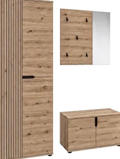 OTTO home Garderoben-Set »FJELL, 3-teilig, Breite 160cm, Front mit hochwertiger Längsfräsung«