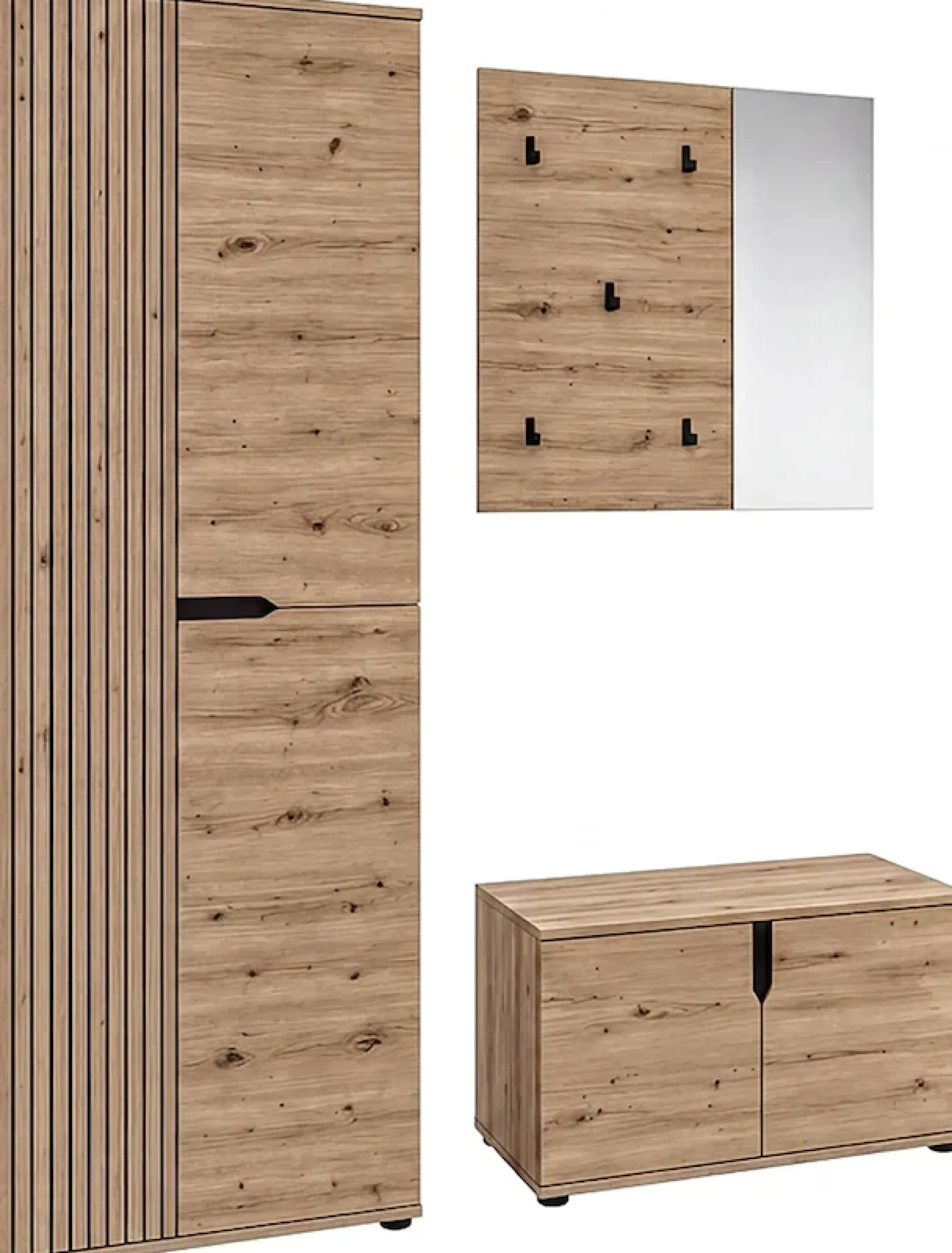 OTTO home Garderoben-Set »FJELL, 3-teilig, Breite 160cm, Front mit hochwertiger Längsfräsung«
