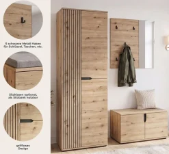 OTTO home Garderoben-Set »FJELL, 3-teilig, Breite 160cm, Front mit hochwertiger Längsfräsung«