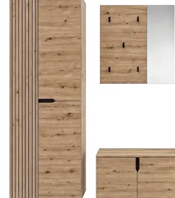 OTTO home Garderoben-Set »FJELL, 3-teilig, Breite 160cm, Front mit hochwertiger Längsfräsung«