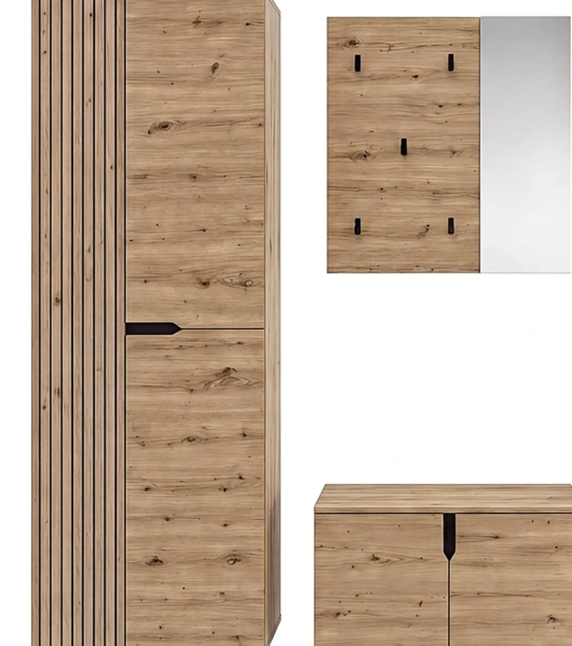 OTTO home Garderoben-Set »FJELL, 3-teilig, Breite 160cm, Front mit hochwertiger Längsfräsung«
