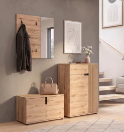 OTTO home Garderoben-Set »FJELL, 3-teilig, Breite 175cm, Front mit hochwertiger Längsfräsung«