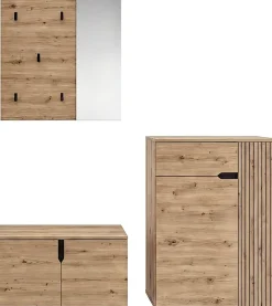 OTTO home Garderoben-Set »FJELL, 3-teilig, Breite 175cm, Front mit hochwertiger Längsfräsung«