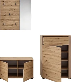 OTTO home Garderoben-Set »FJELL, 3-teilig, Breite 175cm, Front mit hochwertiger Längsfräsung«