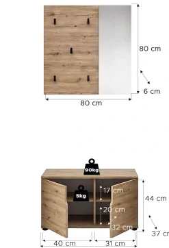 OTTO home Garderoben-Set »FJELL, Breite 80cm, 2-teilige Kombination best. aus: Sitzbank & Paneel«