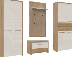 OTTO home Garderoben-Set »Gala« Set, zwei Garderobenschränke, eine Schuhbank und ein Garderobenpaneel, 4 Stk. tlg.