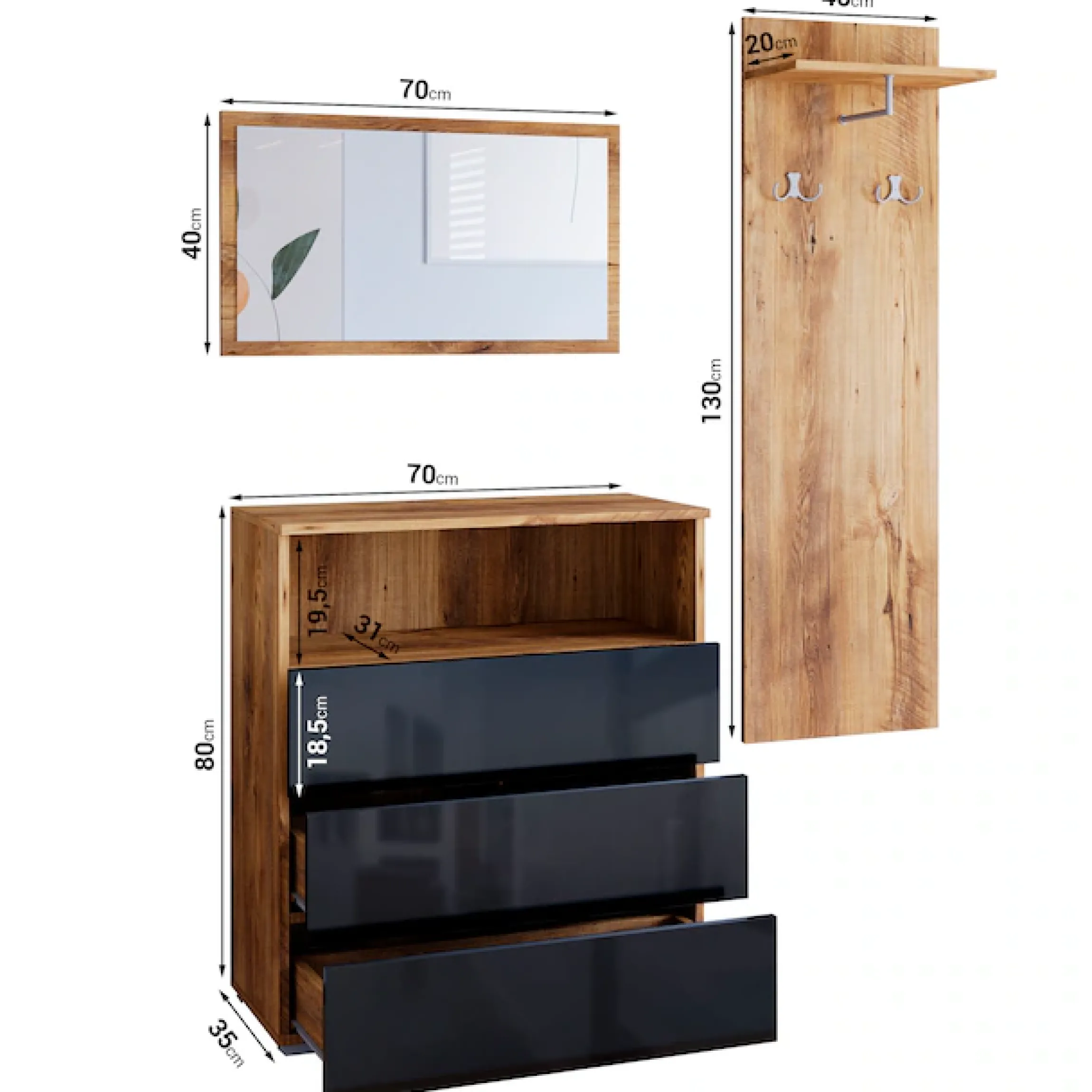 OTTO home Garderoben-Set »PARIS/ TOKYO« Komplett-Set, 3 Stk. tlg.