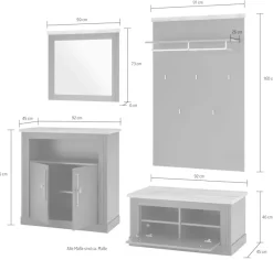 OTTO home Garderoben-Set »Westminster, Garderobe im Landhausstil, Komplettset mit viel Stauraum« 4 Stk. tlg.