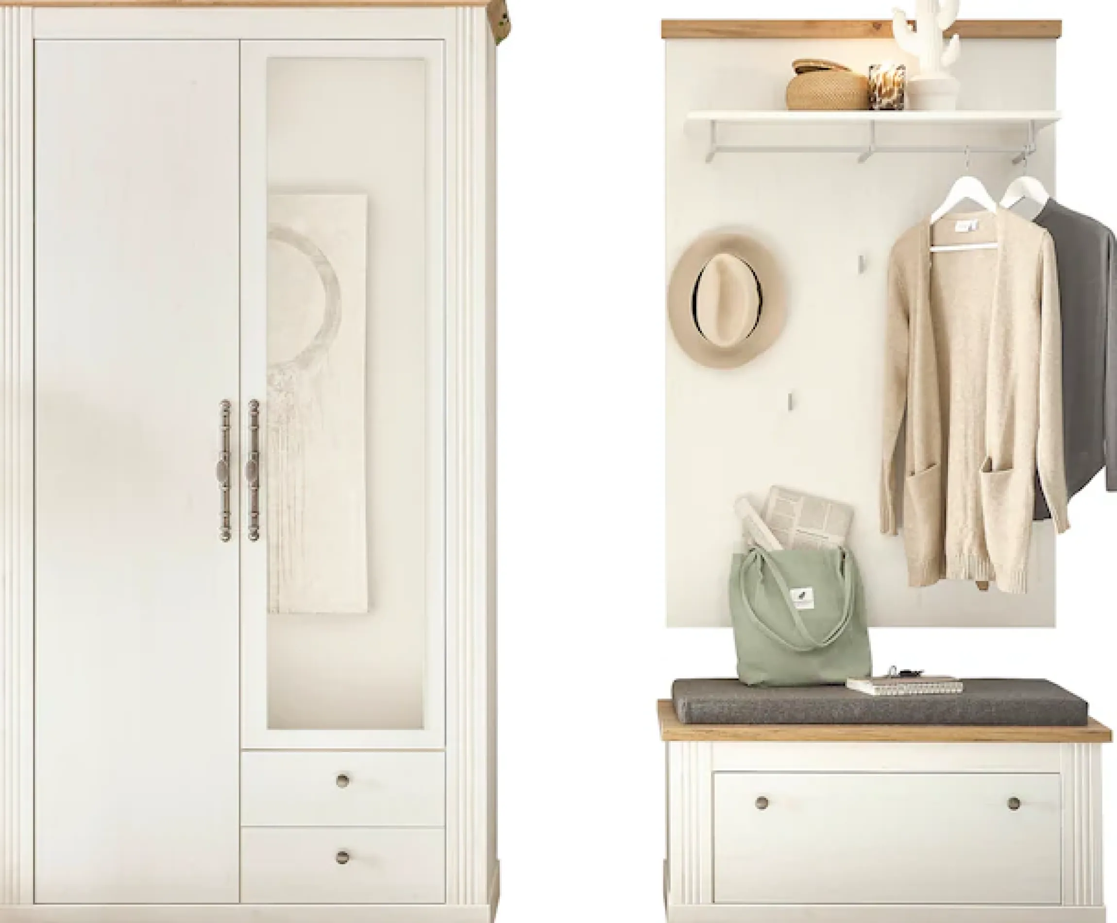 OTTO home Garderoben-Set »Westminster, Garderobe im Landhausstil, Komplettset mit viel Stauraum« 3 Stk. tlg.