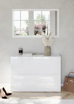OTTO home Garderobenspiegel »Breite x Höhe: 110 x 68 cm, mit Rahmen Weiss Hochglanz Lack« passend zur Garderobe Smile + Hamburg, längs u. quer hängen