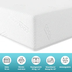 OTTO home Gelschaummatratze »Kniven, Matratze 90x200 cm, 140x200 cm & weitere Größen« 17 cm hoch 1 Stk. tlg. Matratze H2-H4, ergonomisch, allergiker geeignet (Hausstauballergiker)