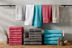 OTTO home Handtücher »Juna, als Set und Serie erhältlich, 8 Handtücher, 50x100cm« 8-tlg. Handtuch-Set, 100% Baumwolle, mit Bordüre, Uni-Farben, weich