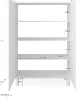 OTTO home Highboard »Adria, B/H 101/147 cm, 2 Türen, Hochkommode, Stauraumschrank« Korpus Talco Spatolato, MDF-Fronten in 3D-Design, viel Stauraum