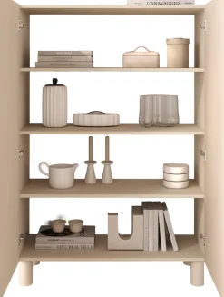 OTTO home Highboard »Adria, B/H 101/147 cm, 2 Türen, Hochkommode, Stauraumschrank« Korpus Talco Spatolato, MDF-Fronten in 3D-Design, viel Stauraum