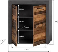 OTTO home Highboard »AOSTA, Höhe 88 cm, 2 Türen, 3 Fächer, 2 Einlegeböden« in verschiedenen Farbausführungen, individuell kombinierbar,Kommode, Schrank, Anrichte, Standschrank, Sideboard, Wohnzimmer
