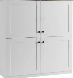 OTTO home Highboard »Brest, Schrank im Landhausstil, Wohnzimmerschrank, Mehrzweckschrank« schwarze Metallgriffe, ausreichend Stauraum, 128 cm hoch